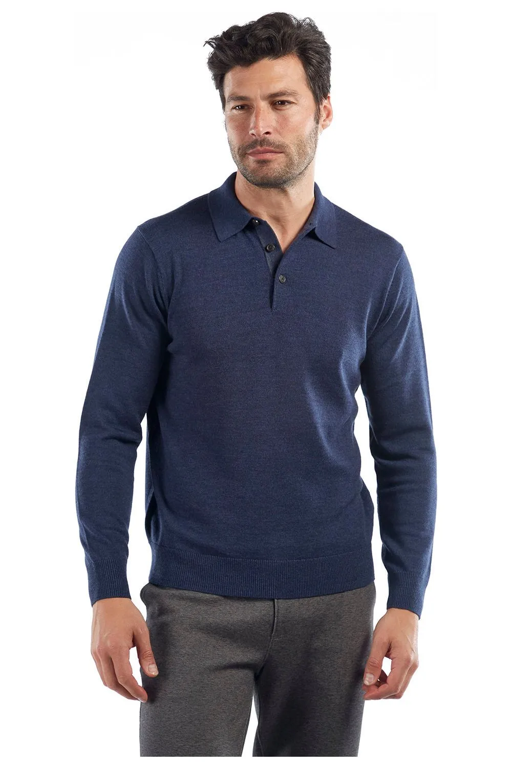 Raffi The Logan Extra Fine Merino Wool Polo HWC19396 | Ocean