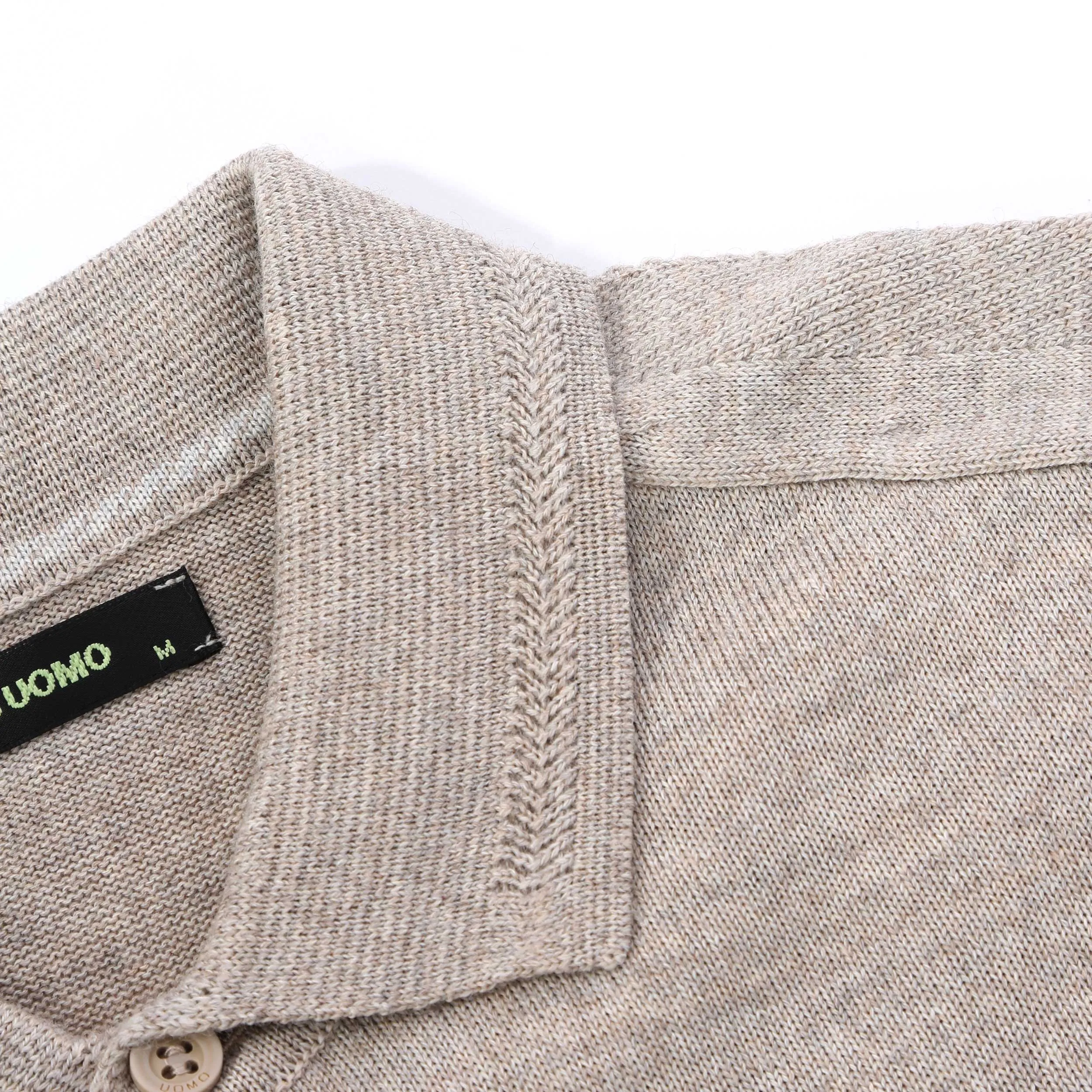 Remus Uomo 3 Button Knitted Polo Shirt in Beige