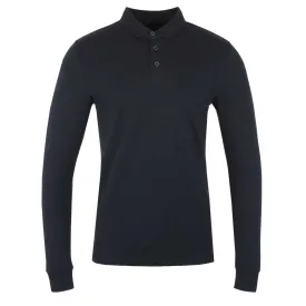 Remus Uomo Plain LS Polo Shirt in Navy