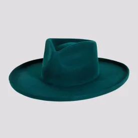 Rustler | Mens Wool Felt Teardrop Fedora Hat with Curled Brim