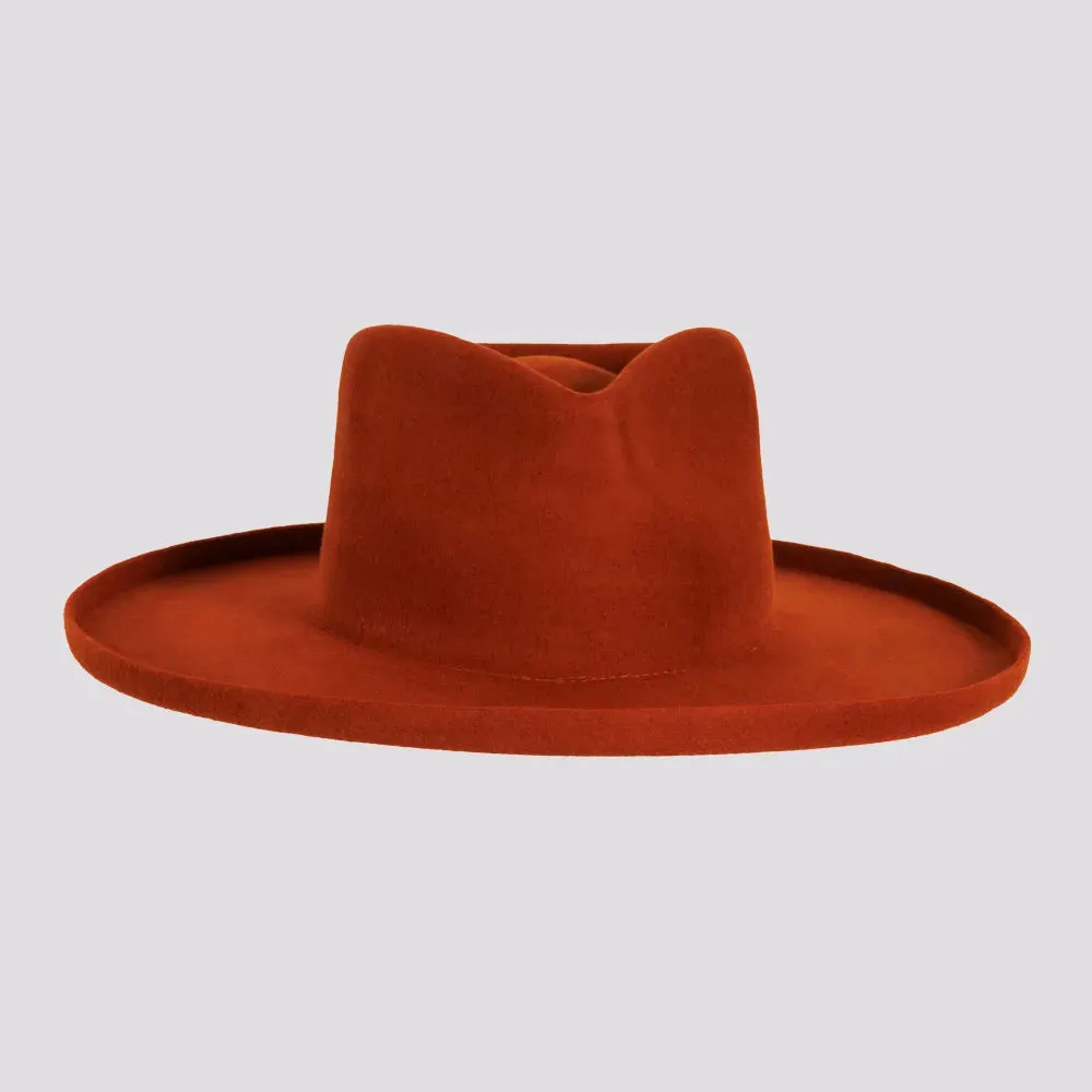 Rustler | Mens Wool Felt Teardrop Fedora Hat with Curled Brim