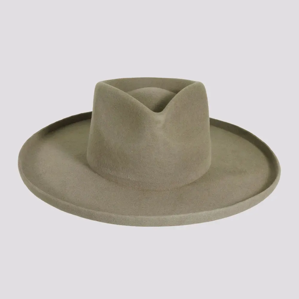 Rustler | Mens Wool Felt Teardrop Fedora Hat with Curled Brim