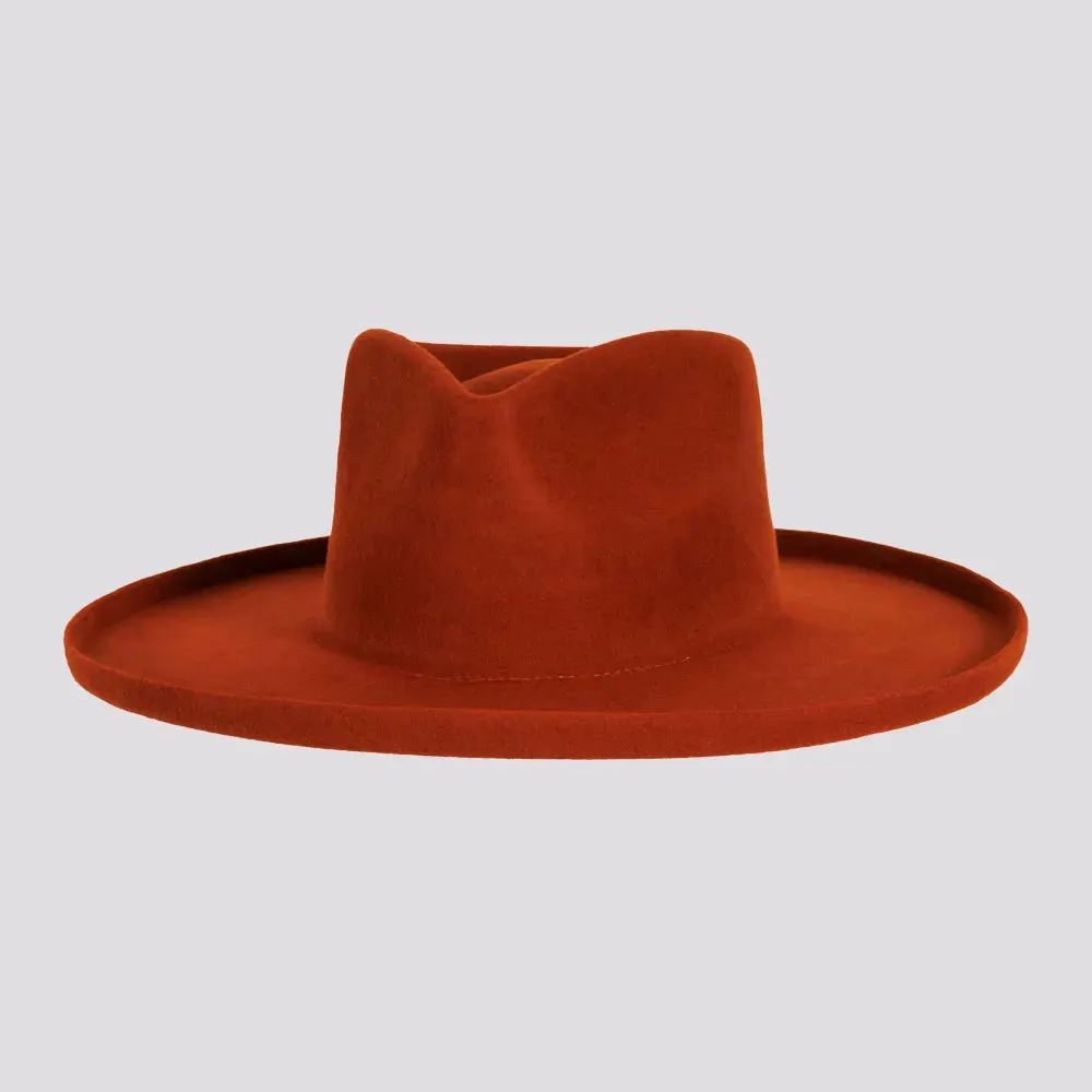 Rustler | Mens Wool Felt Teardrop Fedora Hat with Curled Brim