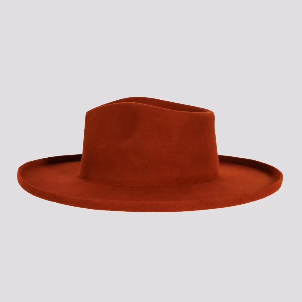 Rustler | Mens Wool Felt Teardrop Fedora Hat with Curled Brim