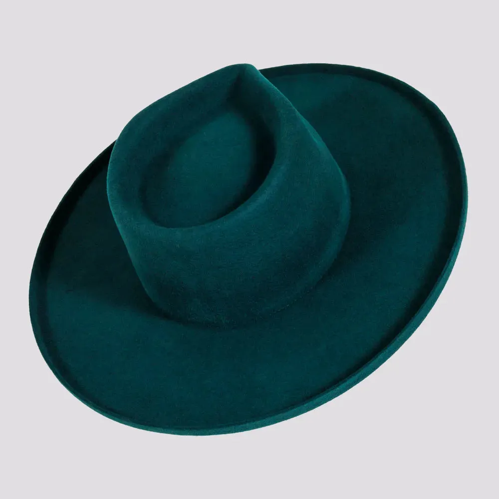 Rustler | Mens Wool Felt Teardrop Fedora Hat with Curled Brim