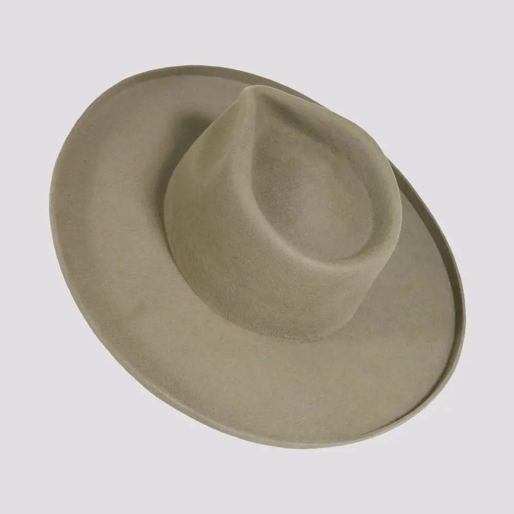 Rustler | Mens Wool Felt Teardrop Fedora Hat with Curled Brim