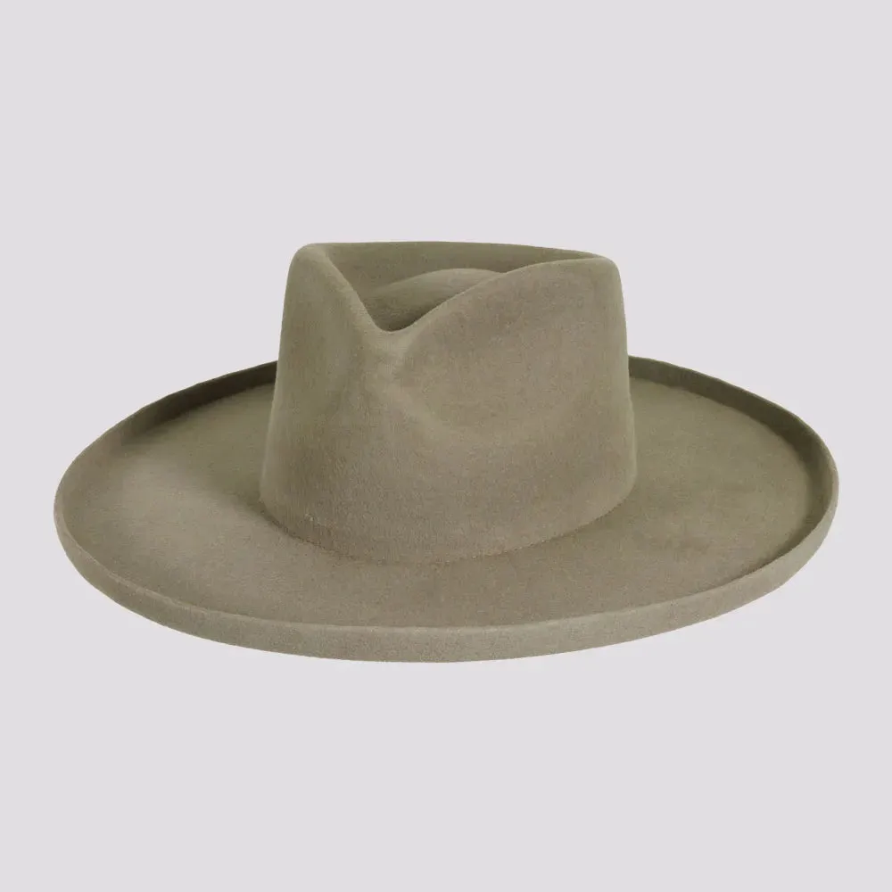 Rustler | Mens Wool Felt Teardrop Fedora Hat with Curled Brim