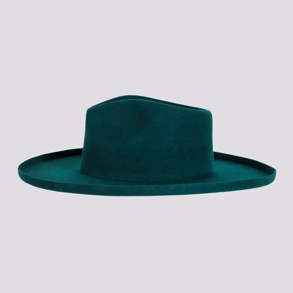 Rustler | Mens Wool Felt Teardrop Fedora Hat with Curled Brim