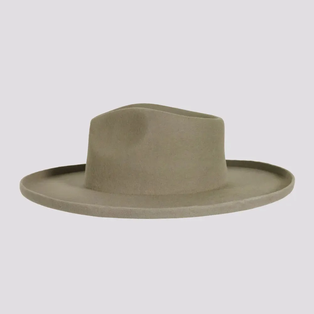 Rustler | Mens Wool Felt Teardrop Fedora Hat with Curled Brim