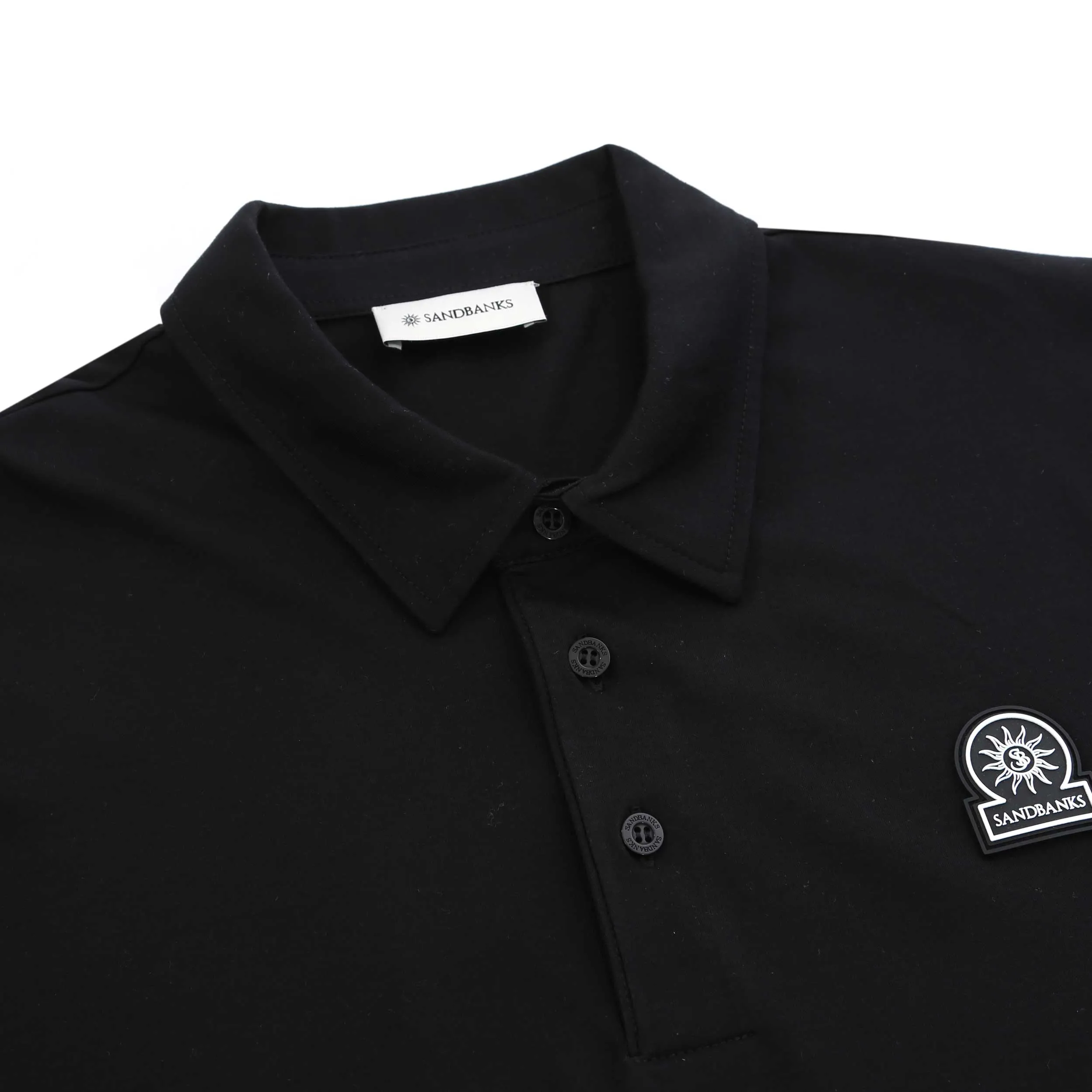 Sandbanks Self Fabric Collar Polo Shirt in Black