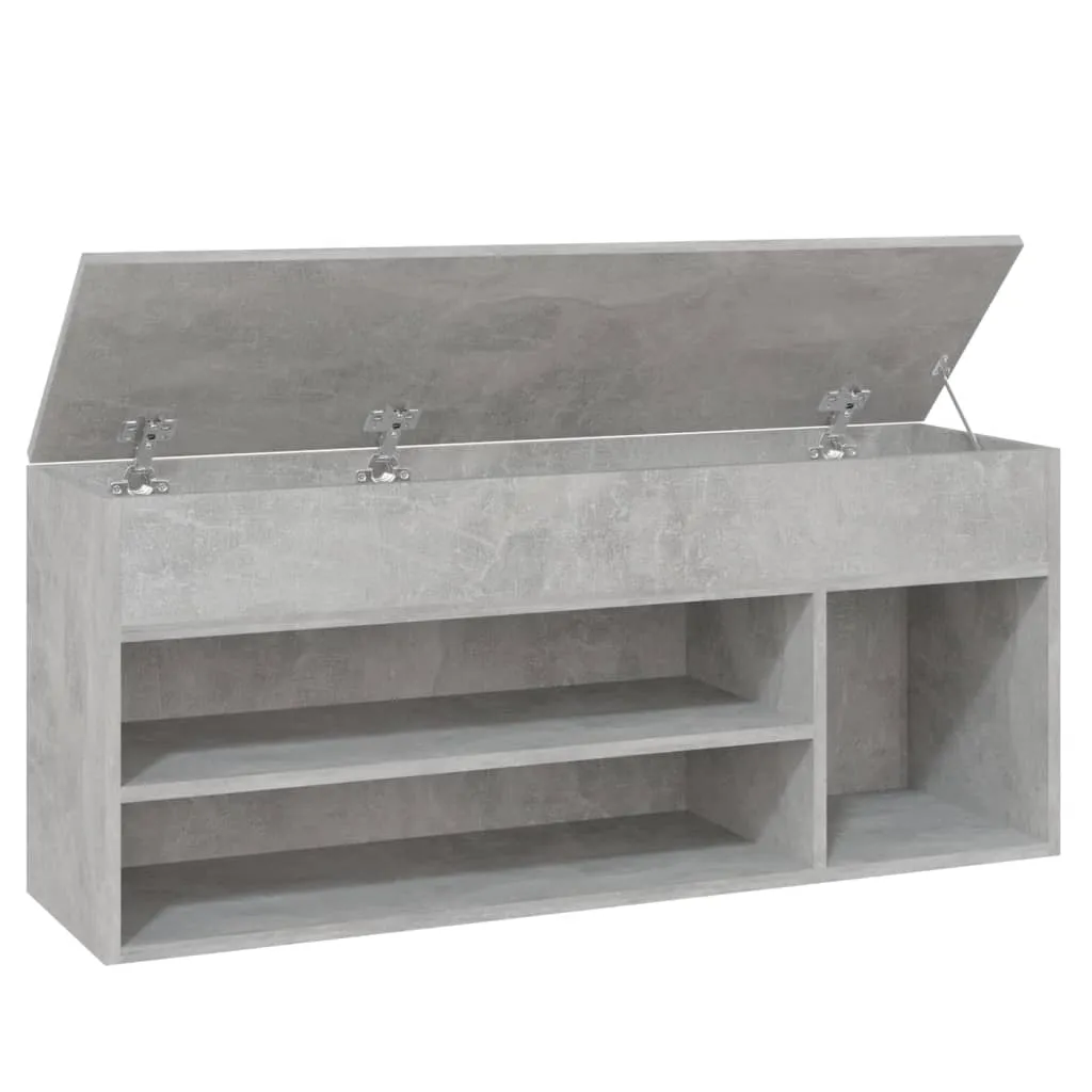 Shoe Bench Concrete Grey 105x30x45 cm Engineered Wood