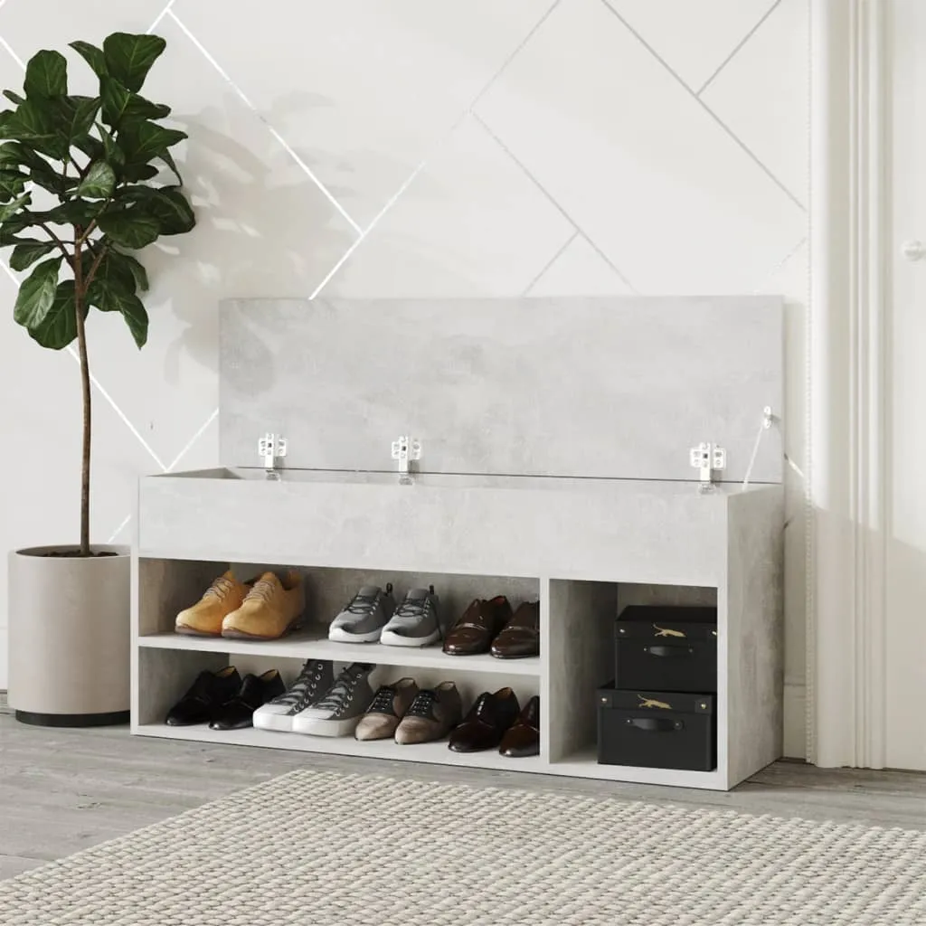 Shoe Bench Concrete Grey 105x30x45 cm Engineered Wood