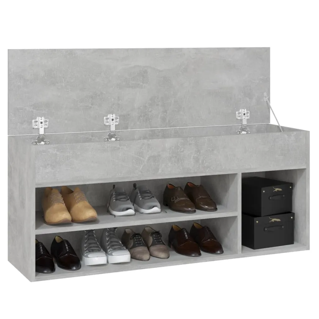 Shoe Bench Concrete Grey 105x30x45 cm Engineered Wood