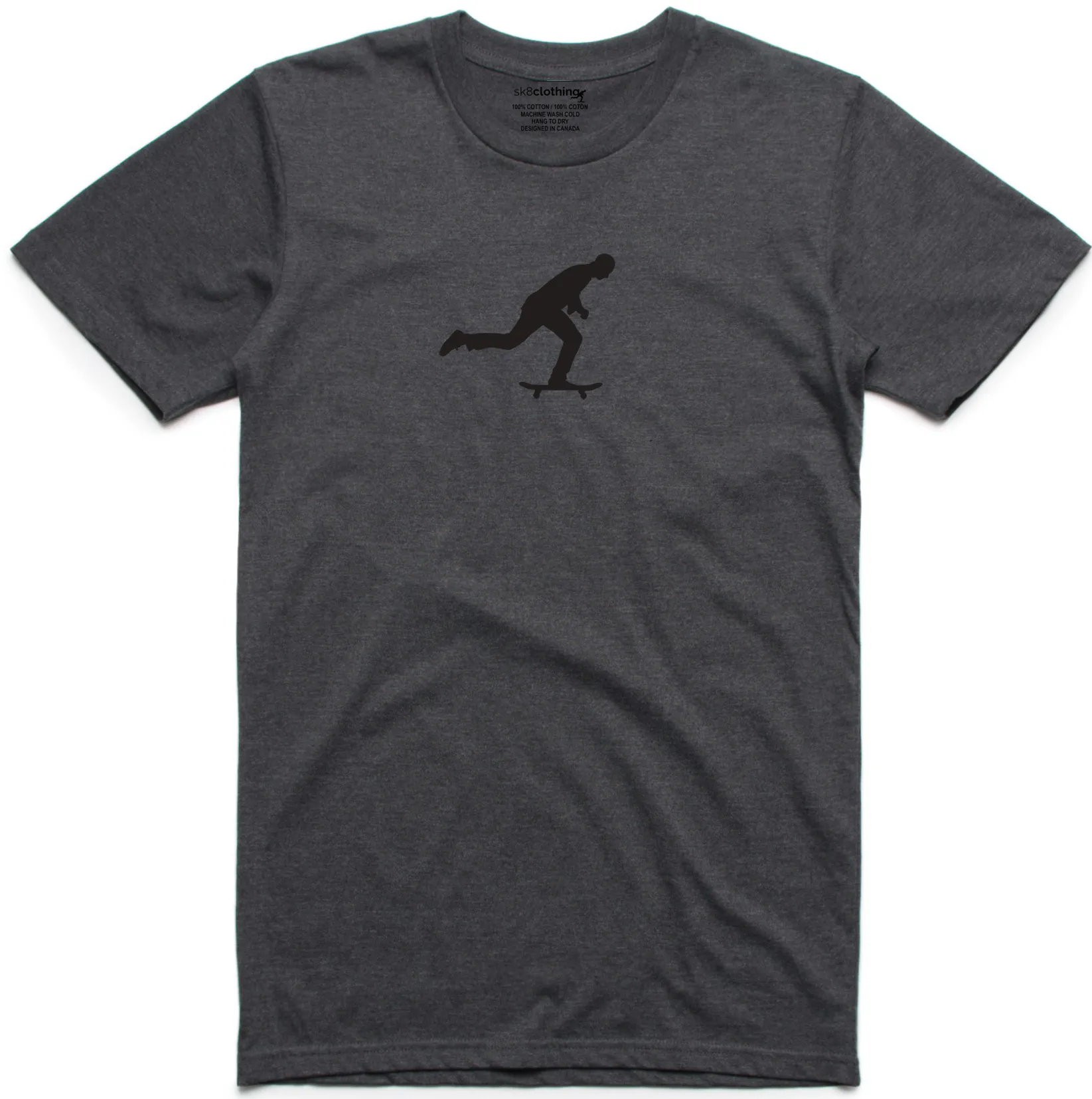 SK8 Clothing Pushaman Tee, Heather Charcoal