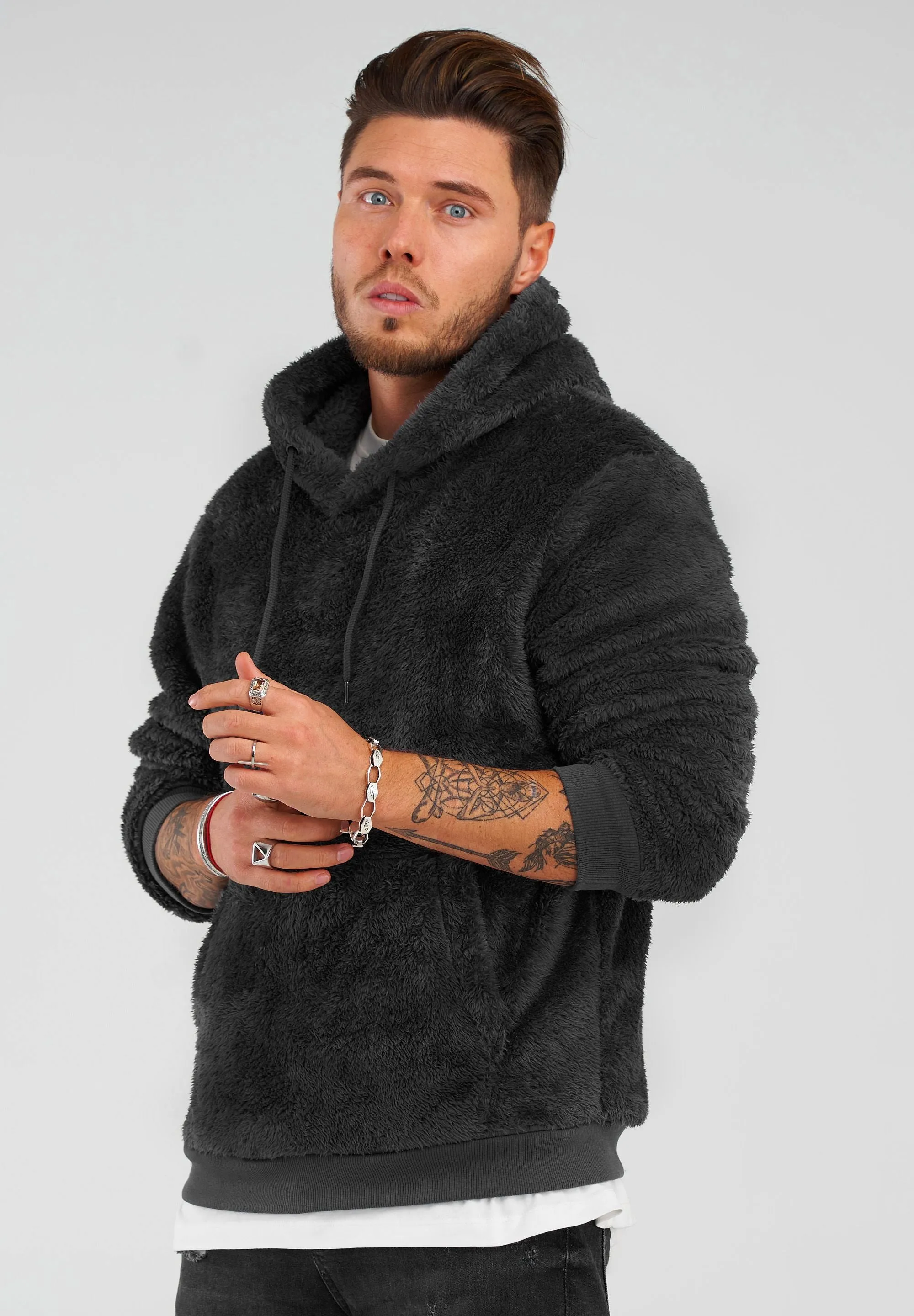 Teddy Fleece Hoodie MT-7450 Schwarz