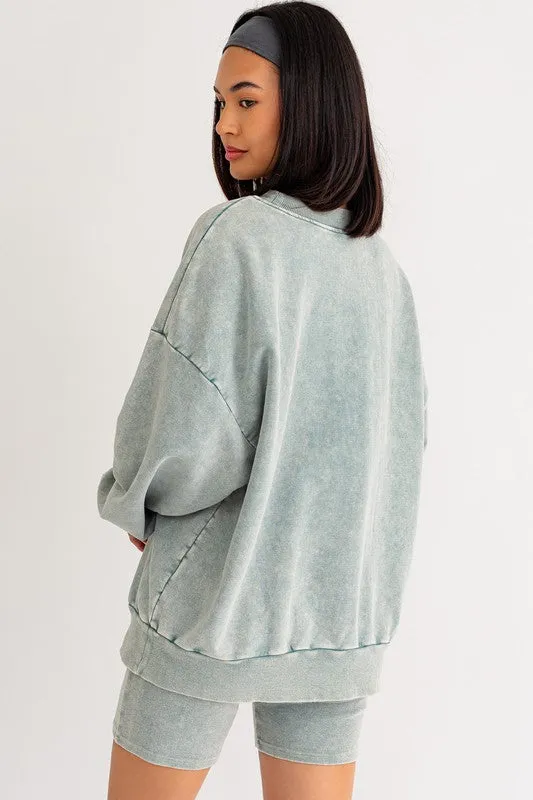 TEEK - Sage Washed Oversized Pullover Sweatshirt