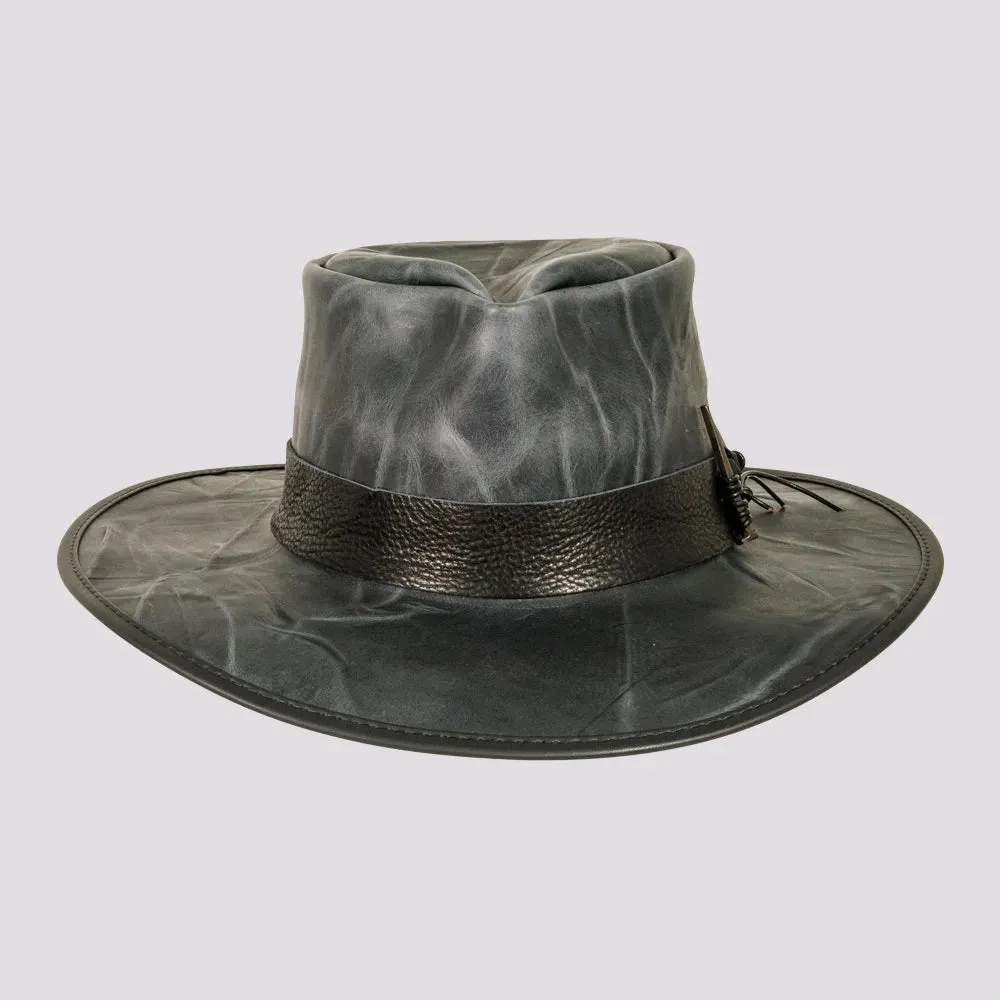 Unforgiven | Mens Wide Brim Bison Leather Outback Hat