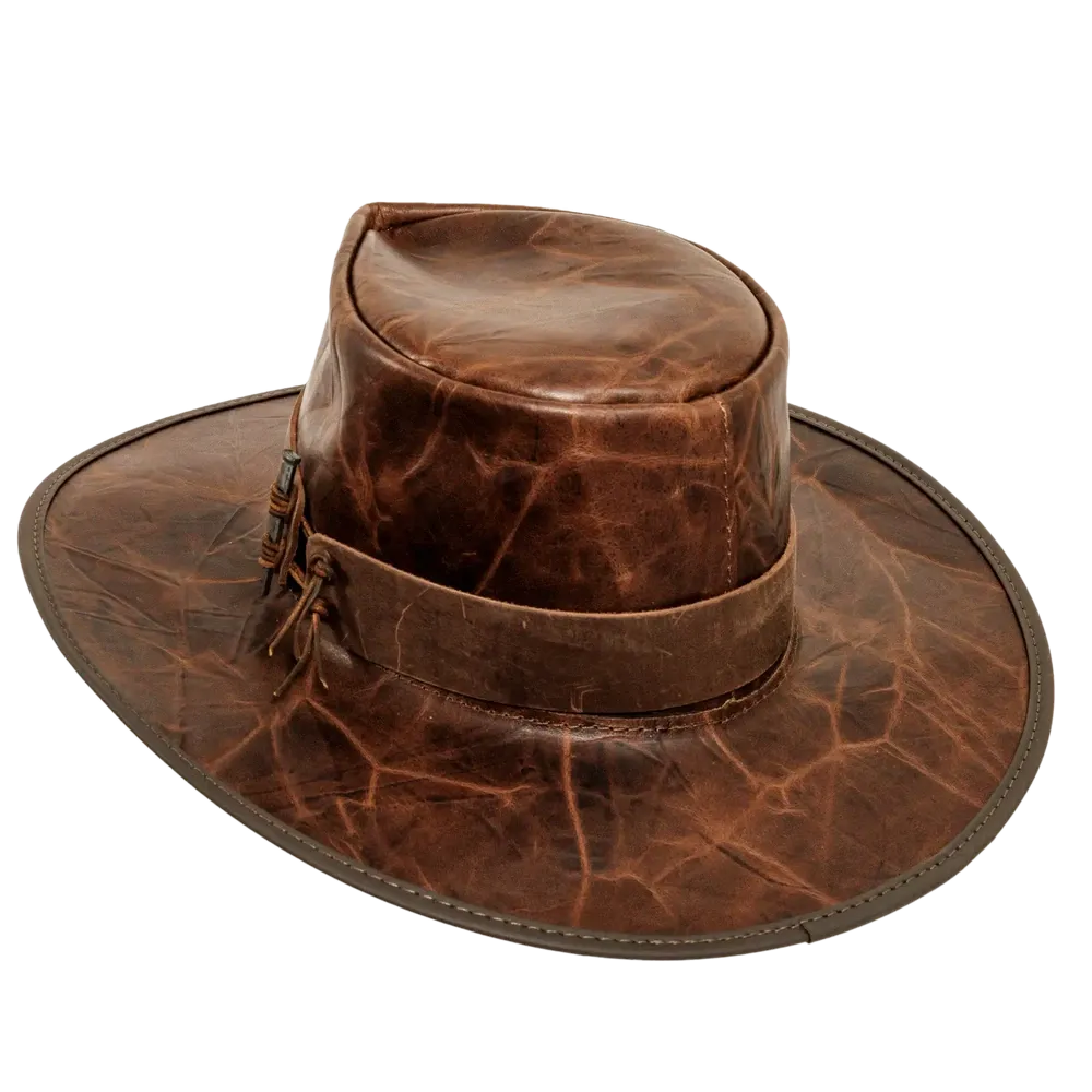 Unforgiven | Mens Wide Brim Bison Leather Outback Hat