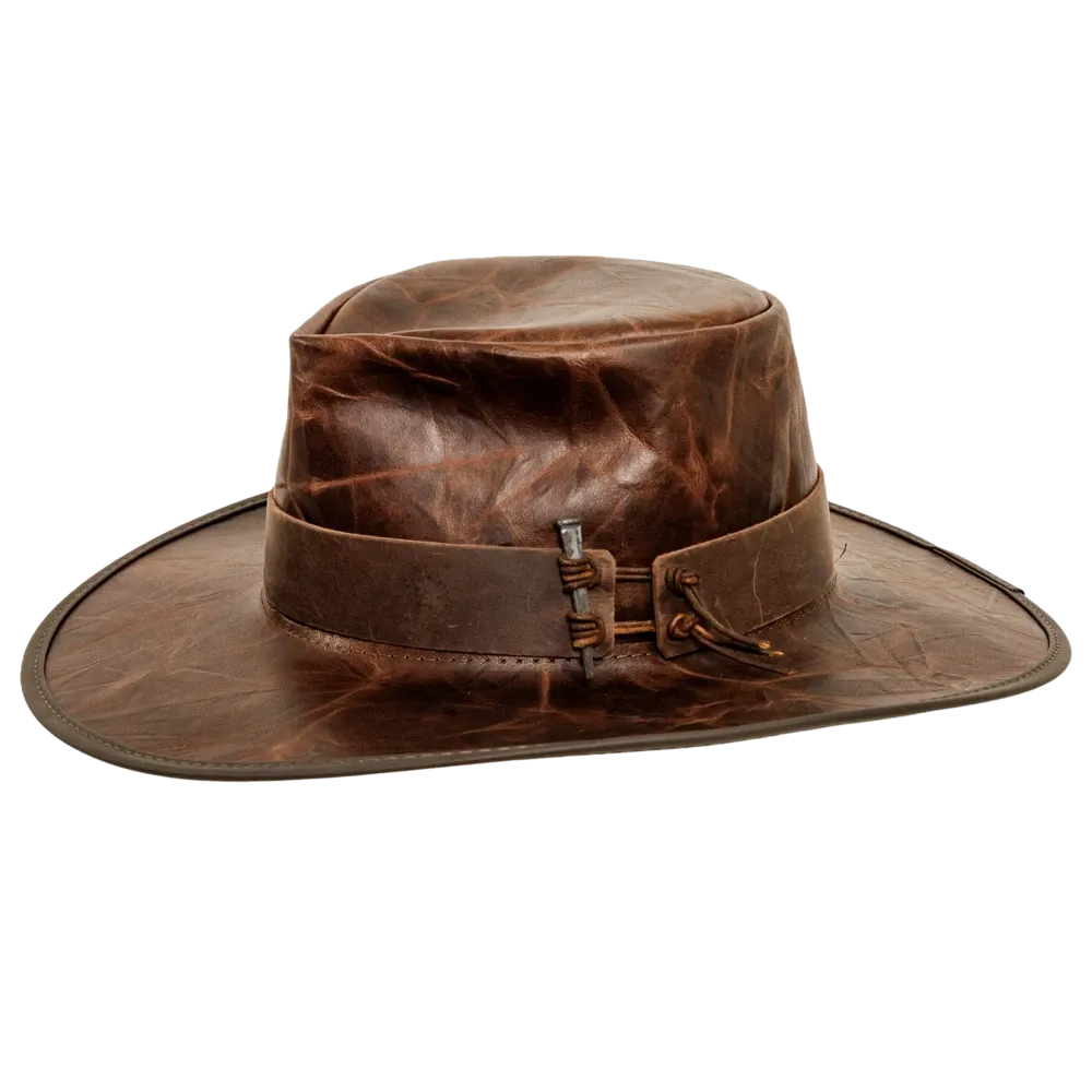 Unforgiven | Mens Wide Brim Bison Leather Outback Hat