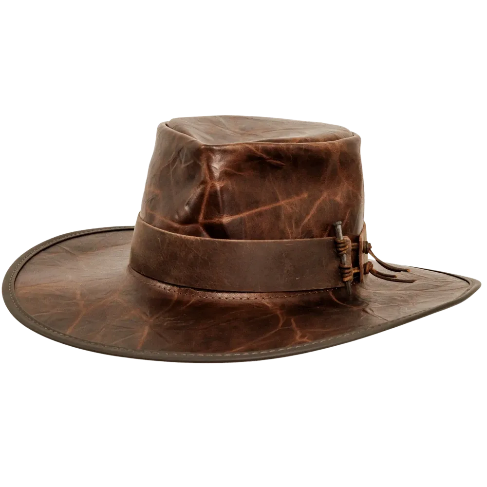 Unforgiven | Mens Wide Brim Bison Leather Outback Hat