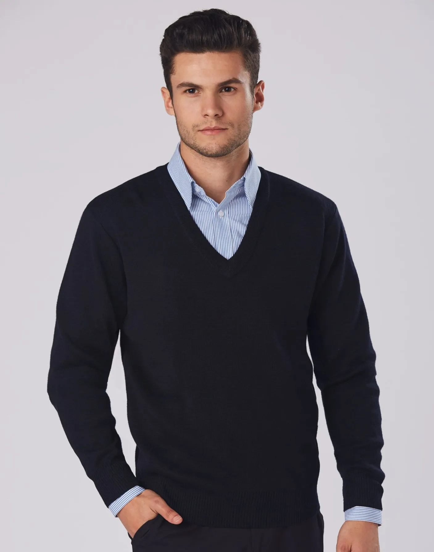 V Neck Wool/Acrylic Knit Jumper