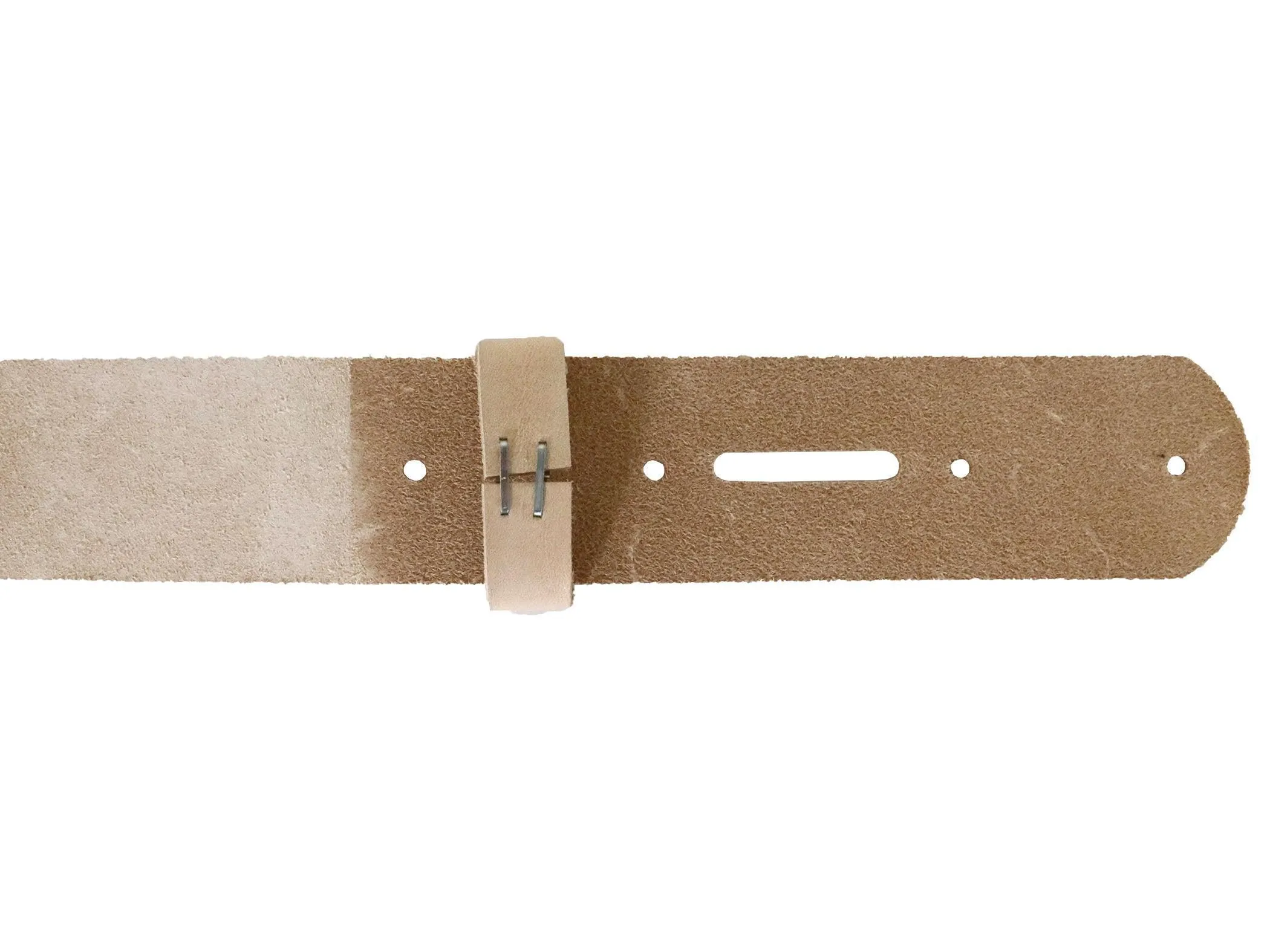 Vegetable Tanned Leather Belt Blank with Matching Keeper, 48"-60" Length, Natural Veg Tan