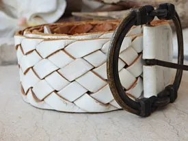 White leather belt