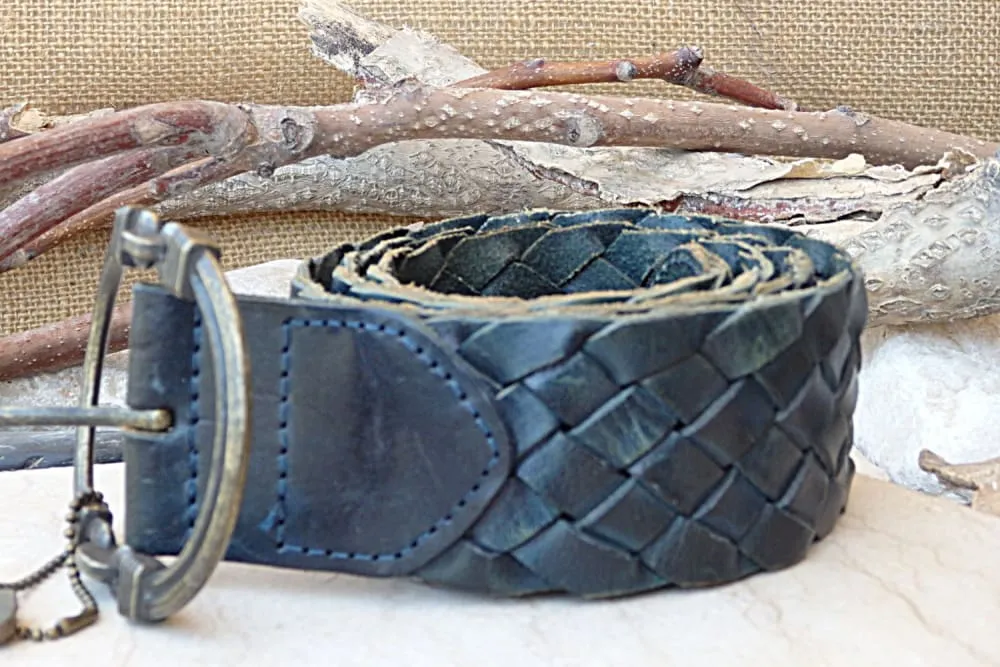 Woven leather belt