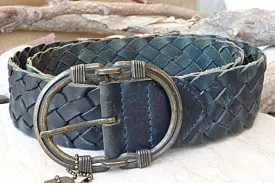 Woven leather belt